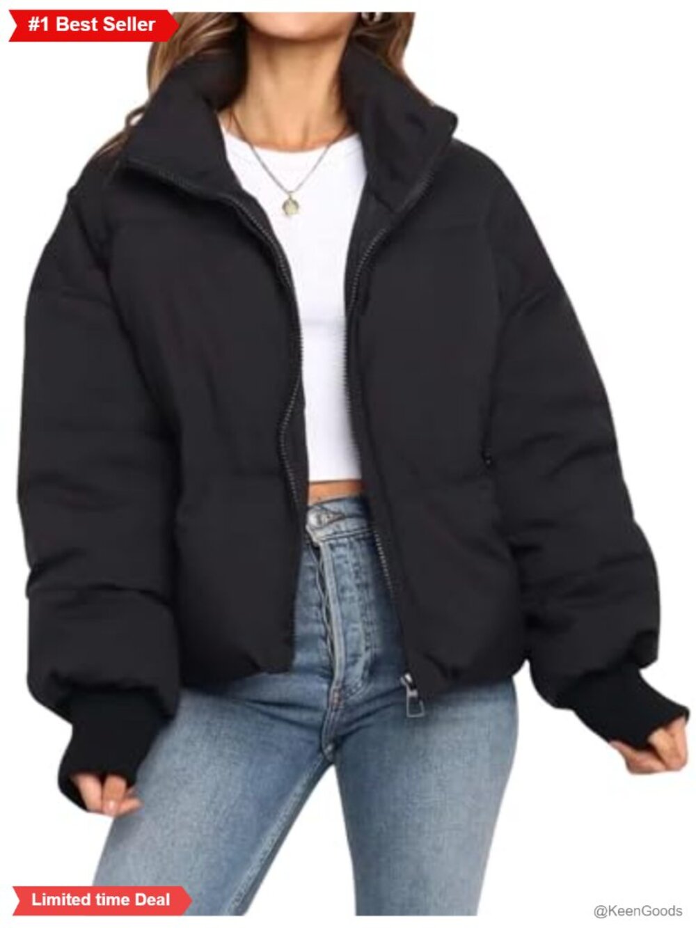 Women's Winter Cropped Puffer Jacket Quilted Zip Front Short Coat